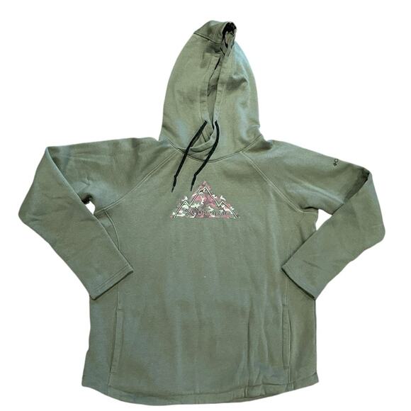 Columbia Women’s Large Olive Green Hoodie with Camo Mountain Logo - Picture 1 of 6